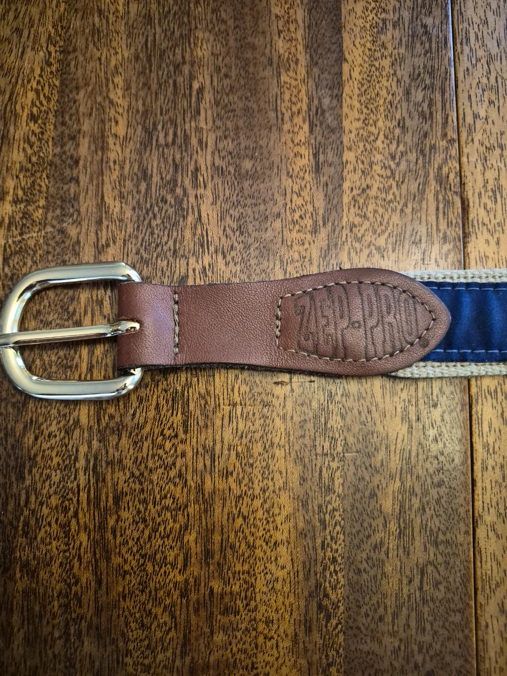 Men's South Carolina  State Flag Embroidered Canvas Web Belt  Brown Leather Trim